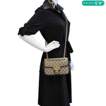 GUCCI GG Marmont Mini Canvas Leather Shoulder Bag Beige 446744