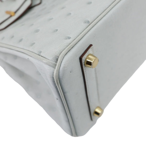 HERMES Birkin 25 Ostrich Leather Satchel Bag Gris Perle