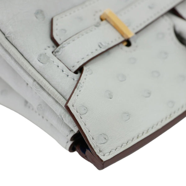 HERMES Birkin 25 Ostrich Leather Satchel Bag Gris Perle