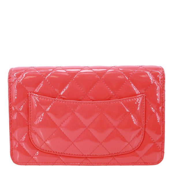 CHANEL WOC Quilted Patent Leather Crossbody Bag Pink