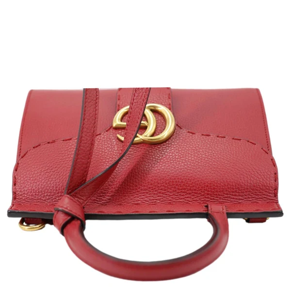 GUCCI GG Marmont Leather Top Handle Shoulder Bag Red 442622