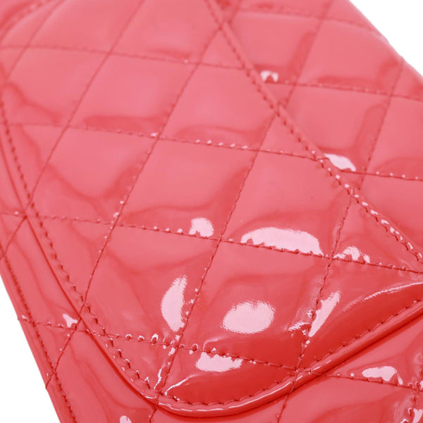 CHANEL WOC Quilted Patent Leather Crossbody Bag Pink