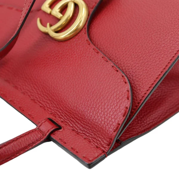 GUCCI GG Marmont Leather Top Handle Shoulder Bag Red 442622
