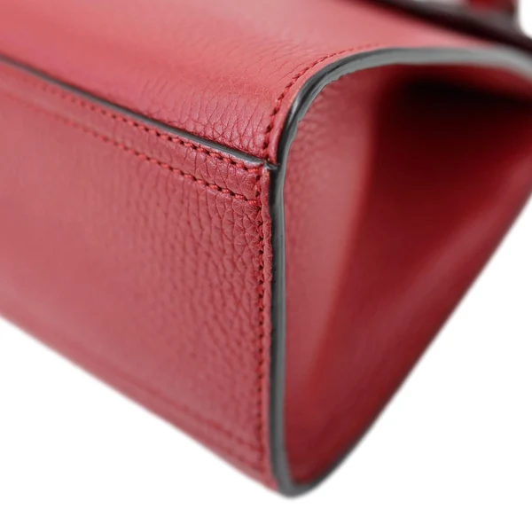 GUCCI GG Marmont Leather Top Handle Shoulder Bag Red 442622