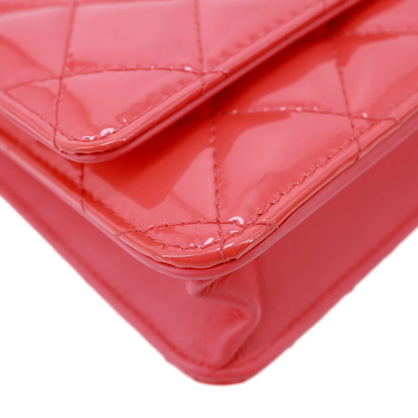 CHANEL WOC Quilted Patent Leather Crossbody Bag Pink