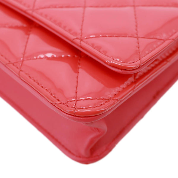 CHANEL WOC Quilted Patent Leather Crossbody Bag Pink