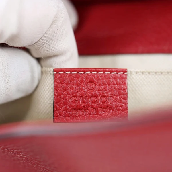GUCCI GG Marmont Leather Top Handle Shoulder Bag Red 442622