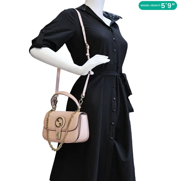 GUCCI Blondie Small Calfskin Leather Top Handle Shoulder Bag Pink 735101