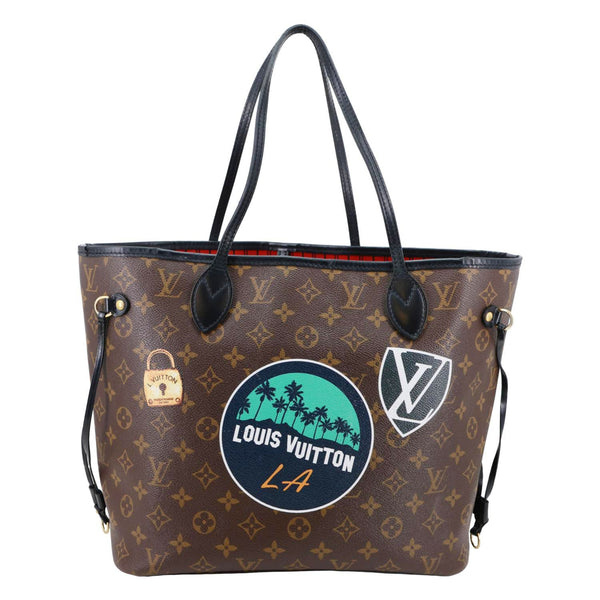 LOUIS VUITTON Neverfull MM World Tour Monogram Canvas Tote Shoulder Bag Brown
