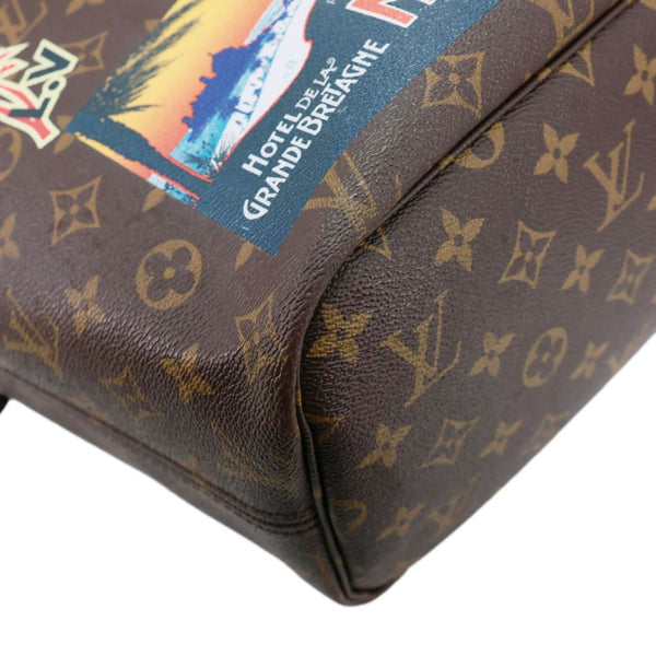 LOUIS VUITTON Neverfull MM World Tour Monogram Canvas Tote Shoulder Bag Brown
