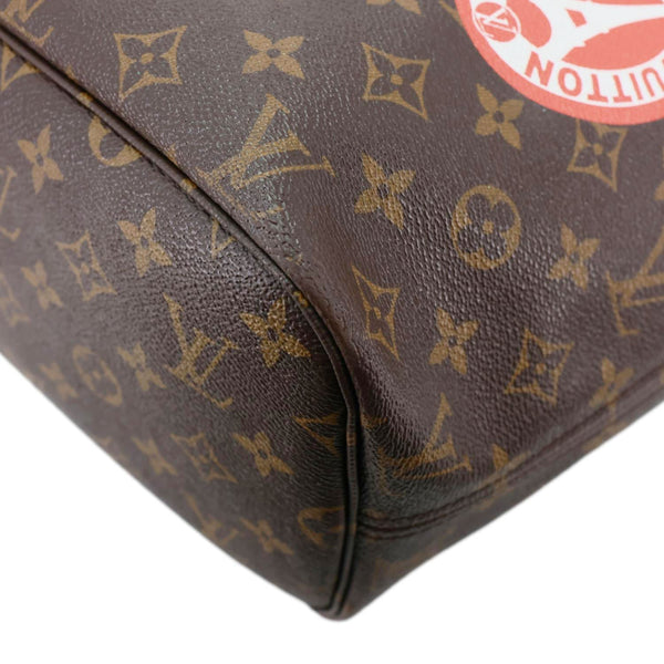 LOUIS VUITTON Neverfull MM World Tour Monogram Canvas Tote Shoulder Bag Brown