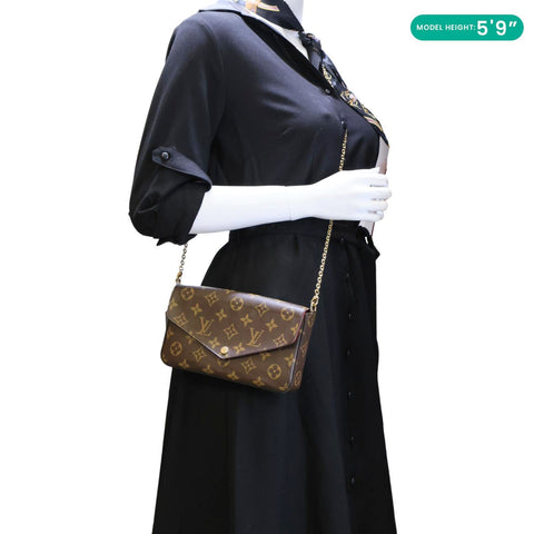 Louis Vuitton Felicie Pochette Monogram Canvas Crossbody Bag Brown