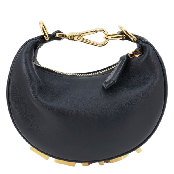 FENDI Fendigraphy Mini Leather Hobo Bag Black