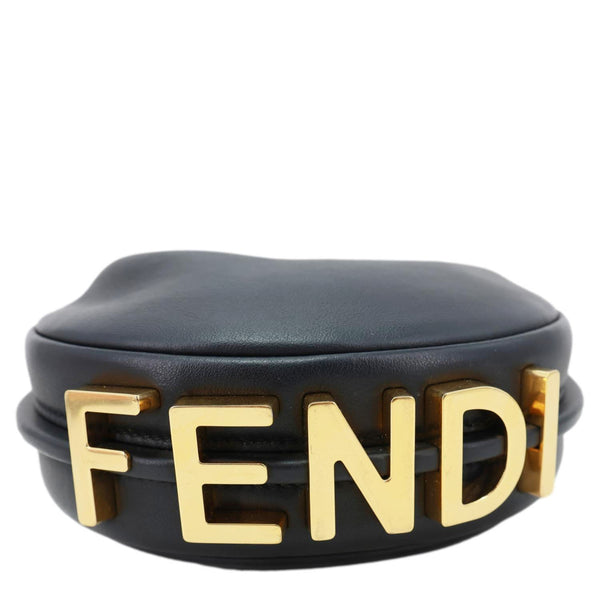 FENDI Fendigraphy Mini Leather Hobo Bag Black