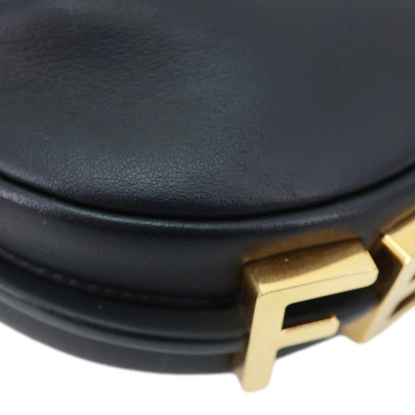 FENDI Fendigraphy Mini Leather Hobo Bag Black