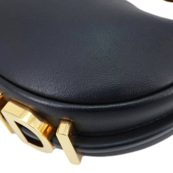 FENDI Fendigraphy Mini Leather Hobo Bag Black