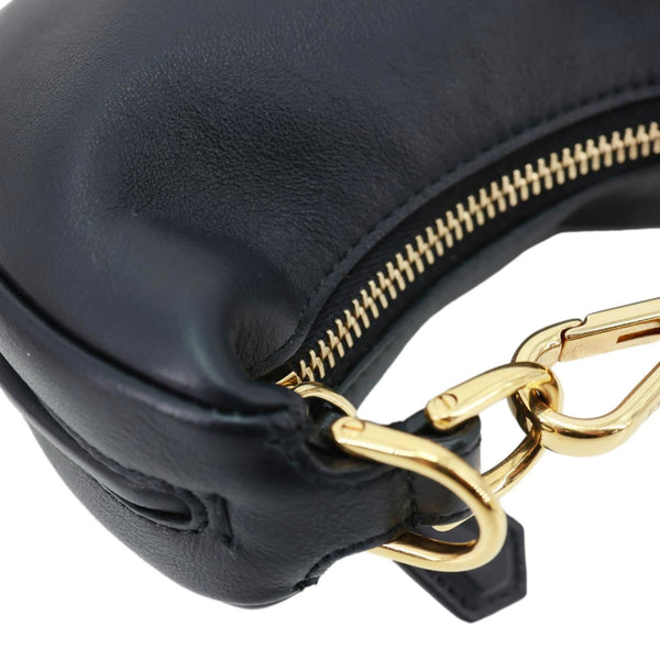 FENDI Fendigraphy Mini Leather Hobo Bag Black