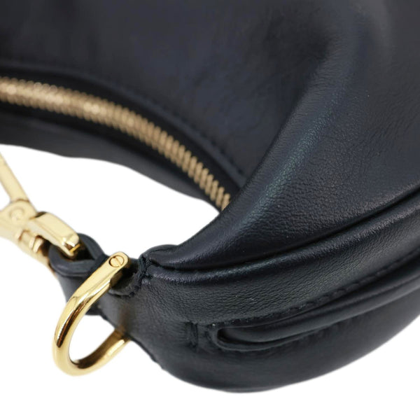 FENDI Fendigraphy Mini Leather Hobo Bag Black