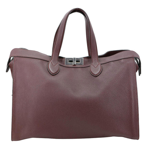 FENDI Peekaboo ISEEU Forty8 Leather Satchel Bag Burgundy