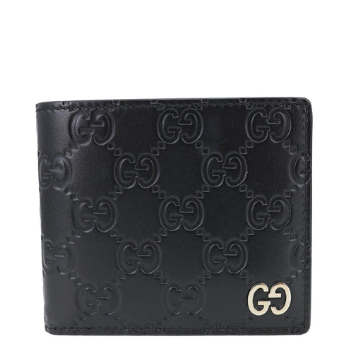 GUCCI GG Signature Leather Bifold Mens Wallet Black 473916
