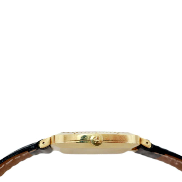 Rolex Cellini 30mm 18k Yellow Gold Bezel Blue Vignette Diamond Dial Watch 4087