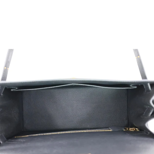 HERMES Kelly 28 Sellier II Epsom Leather Shoulder Bag Black