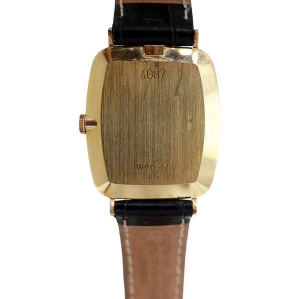 Rolex Cellini 30mm 18k Yellow Gold Bezel Blue Vignette Diamond Dial Watch 4087