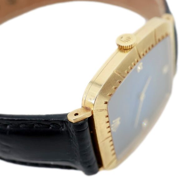 Rolex Cellini 30mm 18k Yellow Gold Bezel Blue Vignette Diamond Dial Watch 4087