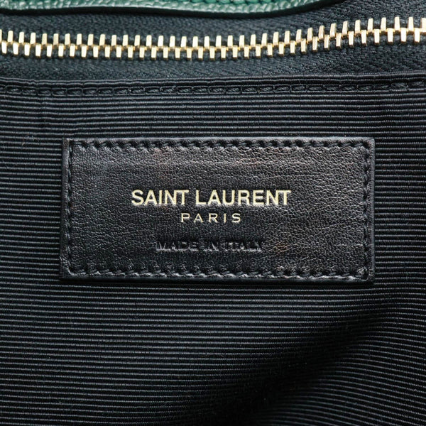 YVES SAINT LAURENT Matelasse Chevron Leather Monogram Shopping Bag Green