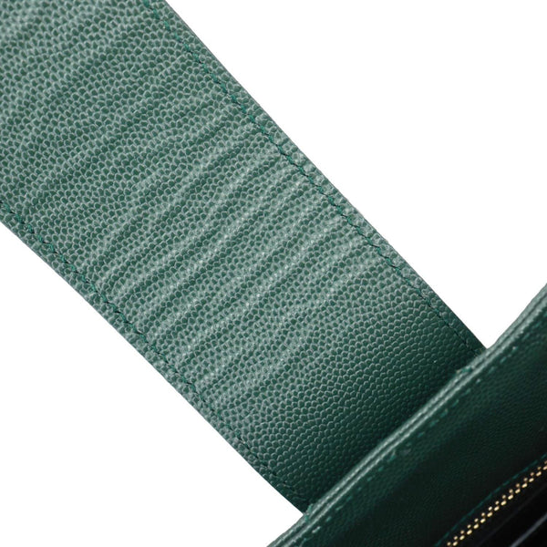 YVES SAINT LAURENT Matelasse Chevron Leather Monogram Shopping Bag Green