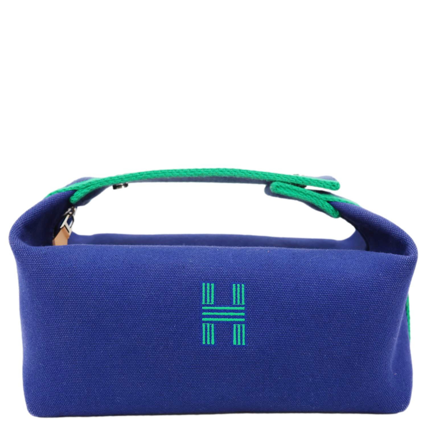HERMES Bride-a-Brac Case Cotton Canvas Clutch Blue