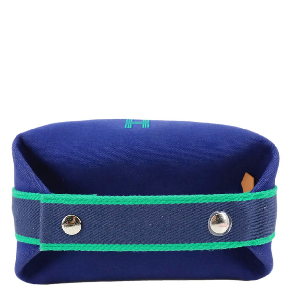 HERMES Bride-a-Brac Case Cotton Canvas Clutch Blue