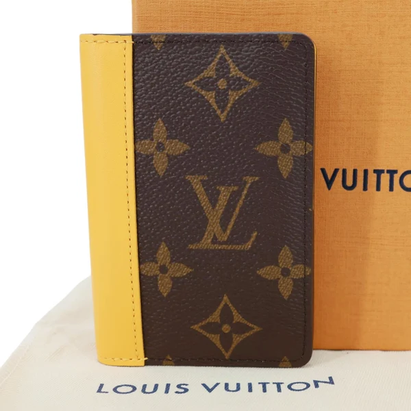 LOUIS VUITTON Pocket Organizer Monogram Macassar Canvas Wallet Safran Yellow