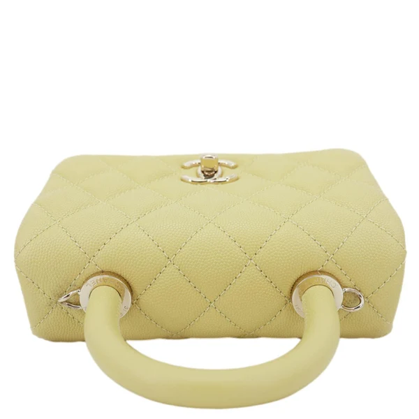 CHANEL Extra Mini Coco Handle Flap Bag Shoulder Bag Yellow