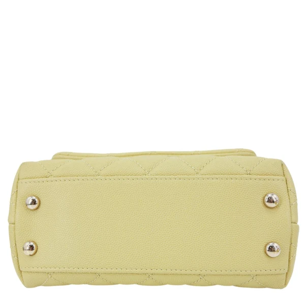 CHANEL Extra Mini Coco Handle Flap Bag Shoulder Bag Yellow