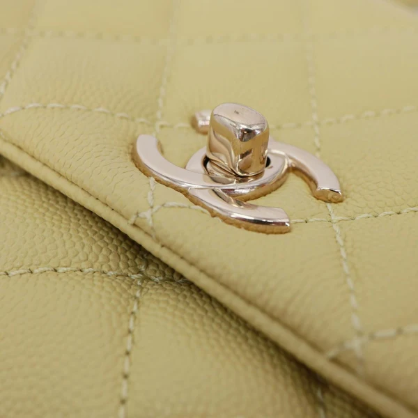 CHANEL Extra Mini Coco Handle Flap Bag Shoulder Bag Yellow