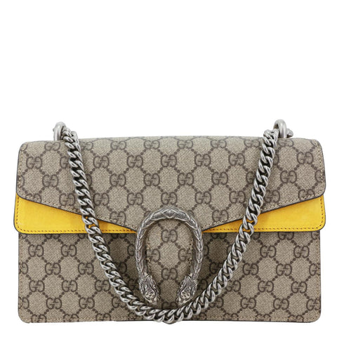 GUCCI Dionysus Small GG Supreme Canvas Shoulder Bag Beige 400249