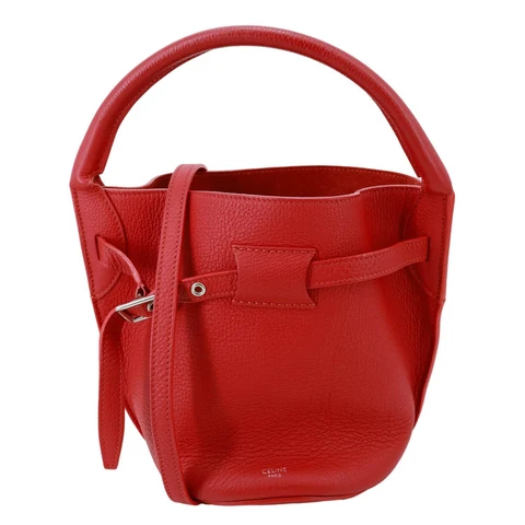 CELINE Nano Big Drummed Leather Bucket Bag Red