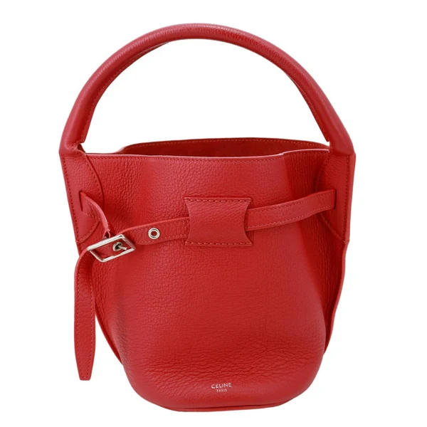 CELINE Nano Big Drummed Leather Bucket Bag Red