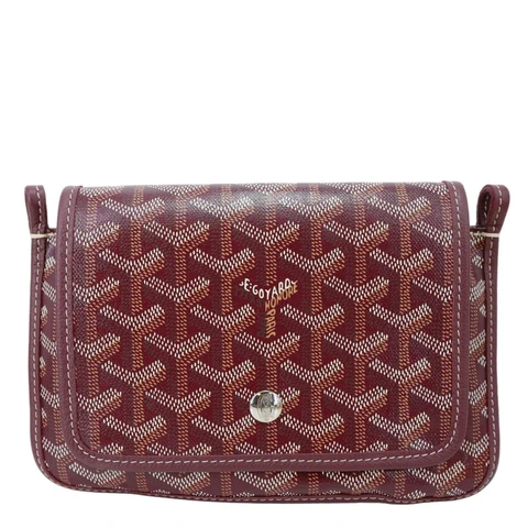 GOYARD Plumet Chevron Print Canvas Clutch Shoulder Bag Burgundy