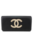 CHANEL CC Logo Quilted Leather Long Wallet Black
