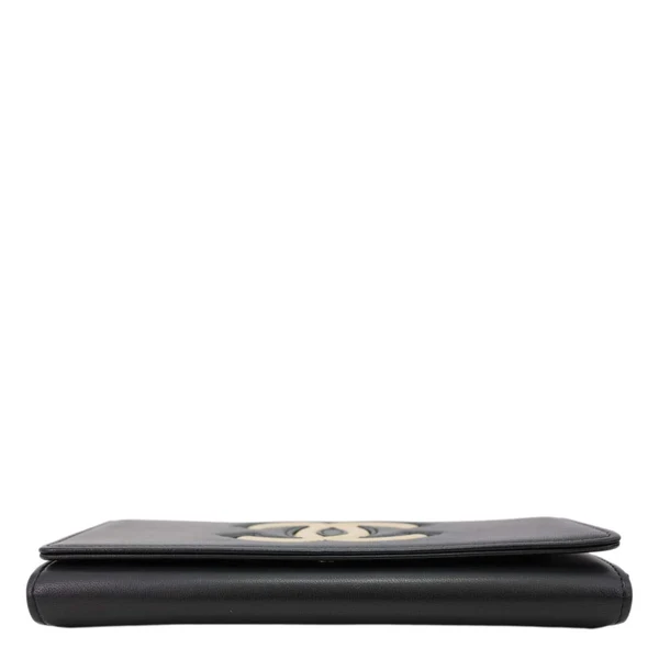 CHANEL CC Logo Quilted Leather Long Wallet Black