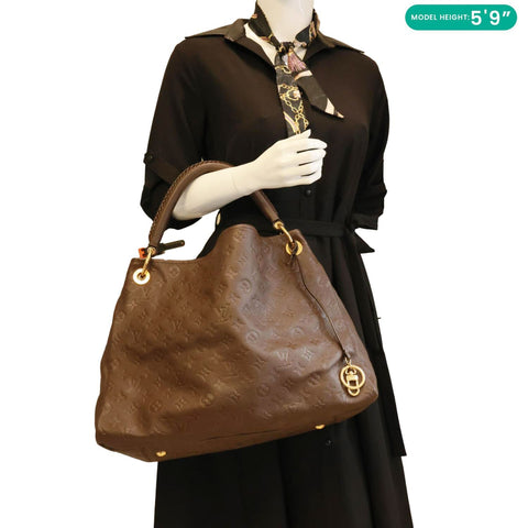 LOUIS VUITTON Artsy MM Monogram Empreinte Leather Hobo Bag Brown