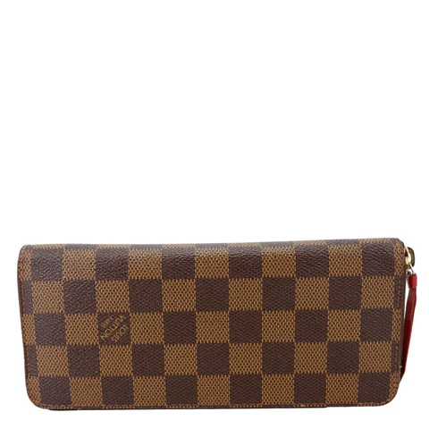 LOUIS VUITTON Clemence Damier Ebene Zippy Wallet Brown
