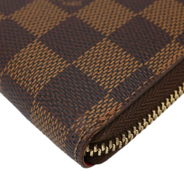 LOUIS VUITTON Clemence Damier Ebene Zippy Wallet Brown