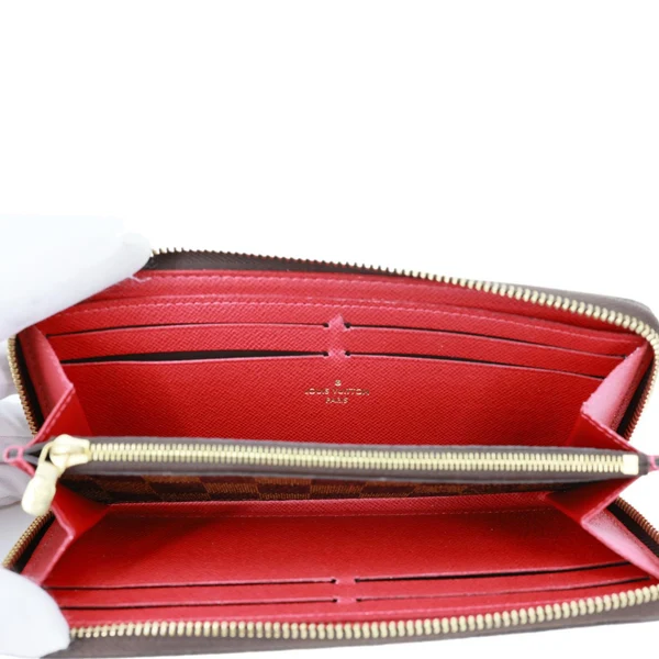 LOUIS VUITTON Clemence Damier Ebene Zippy Wallet Brown