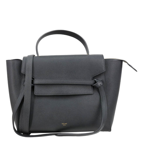 CELINE Belt Grained Calfskin Leather 2Way Shoulder Bag  Black