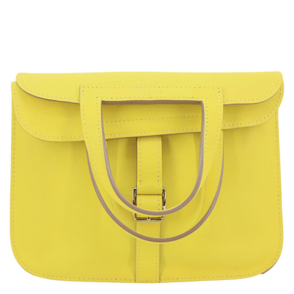 HERMES Halzan 22 Swift Leather Crossbody Bag Yellow