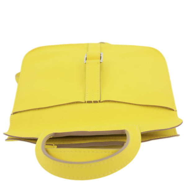 HERMES Halzan 22 Swift Leather Crossbody Bag Yellow
