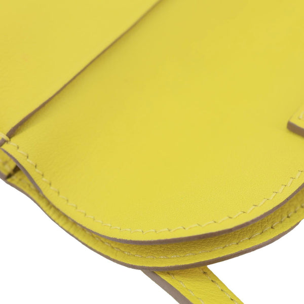 HERMES Halzan 22 Swift Leather Crossbody Bag Yellow